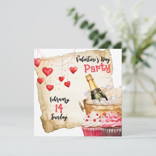 Invitation Cupcakes et Champagne Saint Valentin (Debout devant)