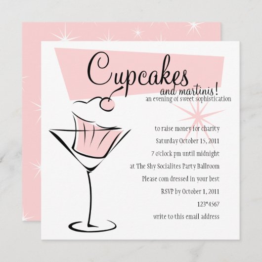 Invitation Cupcakes et Martinis ! (Devant / Derrière)