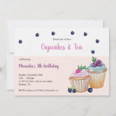 Invitation Cupcakes Et Thé Anniversaire Paty (Devant)