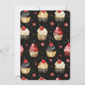 Invitation Cupcakes Noir Blanc Or Cerise sur le Top Anniversa (Dos)