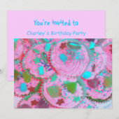 Invitation Cupcakes rose (Devant / Derrière)