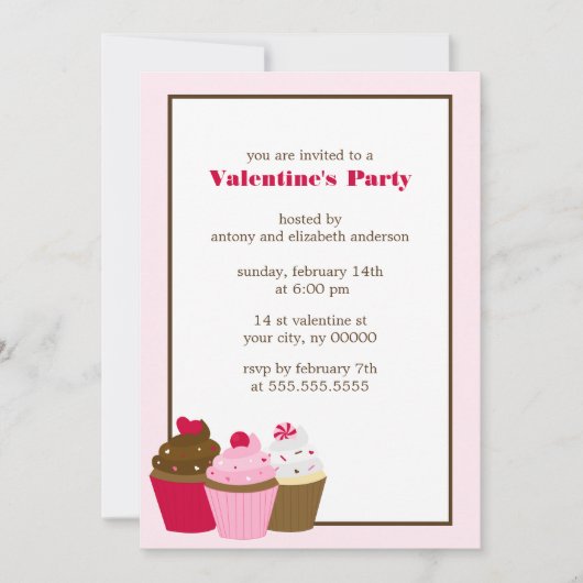 Invitation Cupcakes Saint Valentin (Devant)