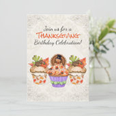 Invitation Cupcakes Thanksgiving mignon Anniversaire (Debout devant)
