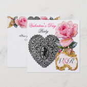 INVITATION CUPID LACE CŒUR ET ROSE ROSE VALENTINE MONOGRAMME (Devant / Derrière)