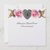 INVITATION CUPID LACE CŒUR ET ROSE ROSE VALENTINE MONOGRAMME (Dos)