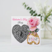 INVITATION CUPID LACE CŒUR ET ROSE ROSE VALENTINE MONOGRAMME (Debout devant)