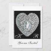 Invitation CUPID LACE COEUR MONOGRAMME en feutre papier (Devant)