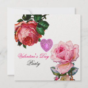 INVITATION CUPID LACE COEUR, ROSES ROSES VALENTINE MONOGRAMME