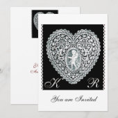 INVITATION CUPIDE DENTELLE COEUR MONOGRAMME (Devant / Derrière)