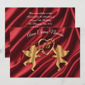 Invitation Cupides Quinceanera Gold pour 15e anniversaire (Devant / Derrière)