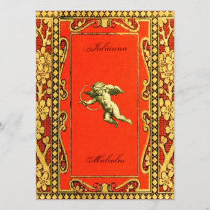 Invitation Cupidon de carmin et d'or