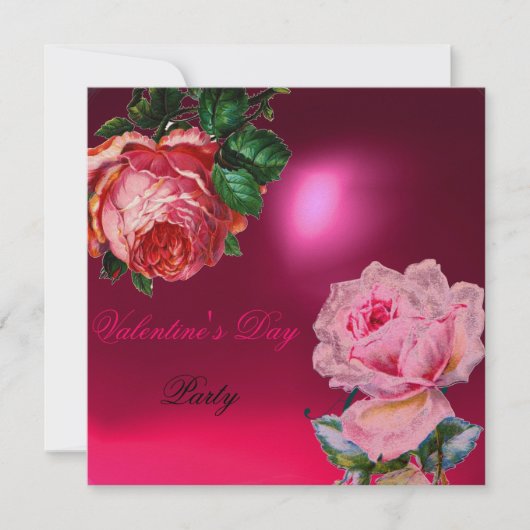 INVITATION CUPIDON DENTELLE CŒUR ET ROSE ROSE VALENTINE MONOG (Devant)