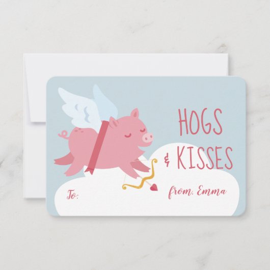 Invitation Cupidon Pig Activity Classroom Valentine Postcard (Devant)