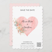 Invitation *~* Cur Floral AR6 MARIAGE ENREGISTRER LA DATE QR (Devant / Derrière)