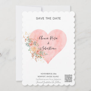 Invitation *~* Cur Floral AR6 MARIAGE ENREGISTRER LA DATE QR