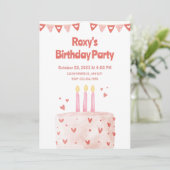 Invitation Cur rose gâteau d'anniversaire (Debout devant)