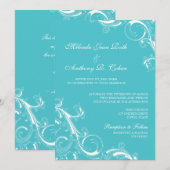 Invitation Curaçao bleu frénétique (Devant / Derrière)