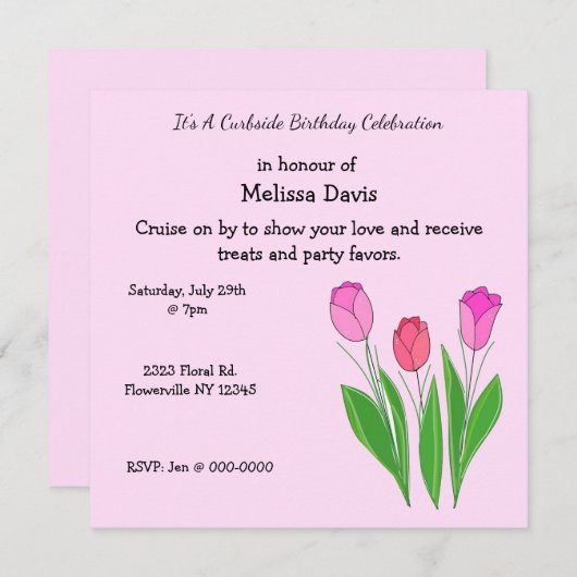 Invitation Curbside Anniversaire Fête (Devant / Derrière)