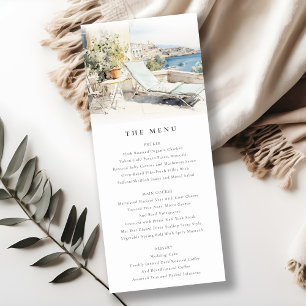 Invitation Curfu Grèce Aquarelle Paysage Menu Mariage