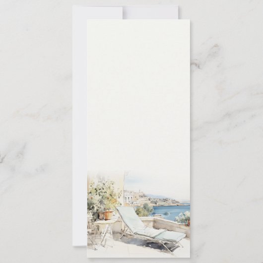 Invitation Curfu Grèce Aquarelle Paysage Menu Mariage (Dos)