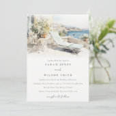 Invitation Curfu Grèce Mariage de paysage aquarelle (Debout devant)