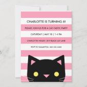 Invitation Curieux chat noir | Rayures | Fête d'anniversaire (Devant)