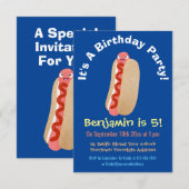 Invitation Curieux hot dog Weiner dessin animé (Devant / Derrière)