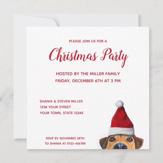 Invitation Curieux mignon chien drôle avec chapeau de Père No (Dos)