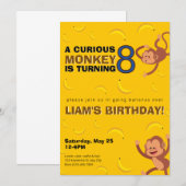 Invitation Curious Monkey Birthday Invite | Banana Jungle (Devant / Derrière)