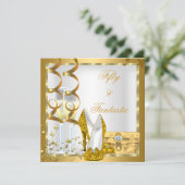 Invitation Curly 50 & Fantastic White Gold Birthday Party (Debout devant)