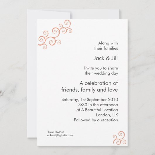 Invitation Curly Q Too (tangerine) 5x7 (Devant)