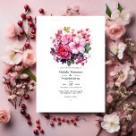 Invitation Currant et Rose Floral Spring Wedding<br><div class="desc">Currant et faire-part de mariage fleuri rose. Idéal pour un mariage de printemps. Le code QR au verso dirige vers votre site mariage où les gens peuvent en savoir plus et rsvp.</div>