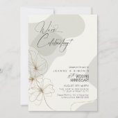 Invitation Cursive Floral 10e Anniversaire Neutres ID1168 (Devant)