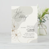 Invitation Cursive Floral 10e Anniversaire Neutres ID1168 (Debout devant)