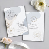 Invitation Cursive Floral 20e Anniversaire Dusty Blue ID1168