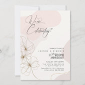 Invitation Cursive Floral 40e Anniversaire Blush ID1168 (Devant)