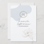 Invitation Cursive Floral 50e Anniversaire Bleu Poussiéreux I (Dos)