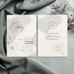 Invitation Cursive Floral 50e Anniversaire Neutres ID1168