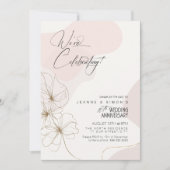 Invitation Cursive florale 10e anniversaire Blush ID1168 (Devant)