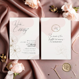 Invitation Cursive florale 60e anniversaire Blush ID1168