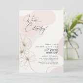 Invitation Cursive florale 60e anniversaire Blush ID1168 (Debout devant)