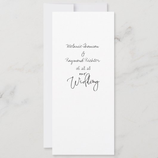 Invitation Cursive manuscrite 2 Notre Mariage 4 X 9 Pouce Lon (Dos)