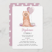 Invitation Curte Yorkshire Terrier Anniversaire (Devant / Derrière)