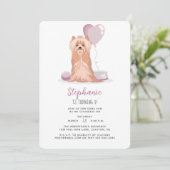 Invitation Curte Yorkshire Terrier Anniversaire (Debout devant)