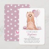 Invitation Curte Yorkshire Terrier Anniversaire (Devant / Derrière)