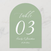 Invitation Curved Sage Green Wedding Table Number (Devant)