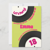 Invitation Custom 18th Birthday Colourful Retro Fun Record (Devant)