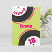Invitation Custom 18th Birthday Colourful Retro Fun Record (Debout devant)