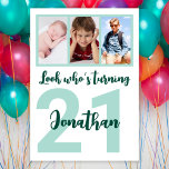 Invitation Custom 21st Birthday Green Script Photo Collage<br><div class="desc">Mettez un sourire sur un visage avec cette coutume 21ème anniversaire moderne écriture verte collage photo Invitation pour lui. Vous pouvez ajouter de jolies photos d'enfance ou tout ce que vous voulez. - Cliquez simplement pour personnaliser ce design 🔥 Mes promesses - Ce design est unique et conçu avec vous...</div>