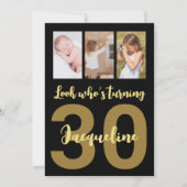 Invitation Custom 30th Birthday Gold Modern Photo Collage (Devant)